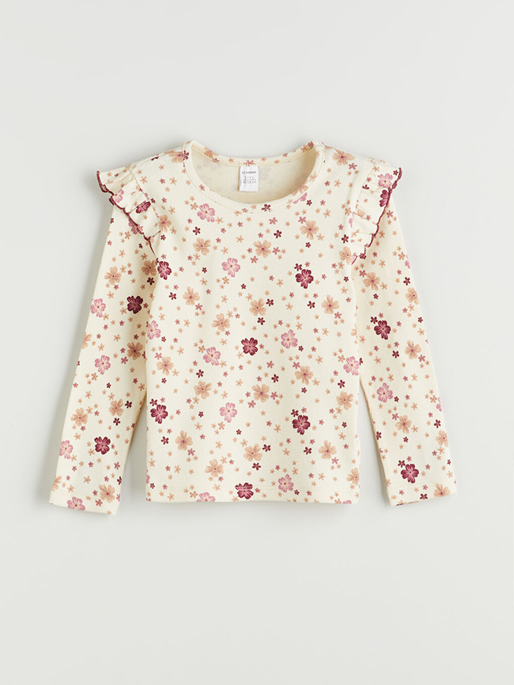 LCW Kids تي شيرت بنات مطبوع بكول مدور -W55640Z1-LRB