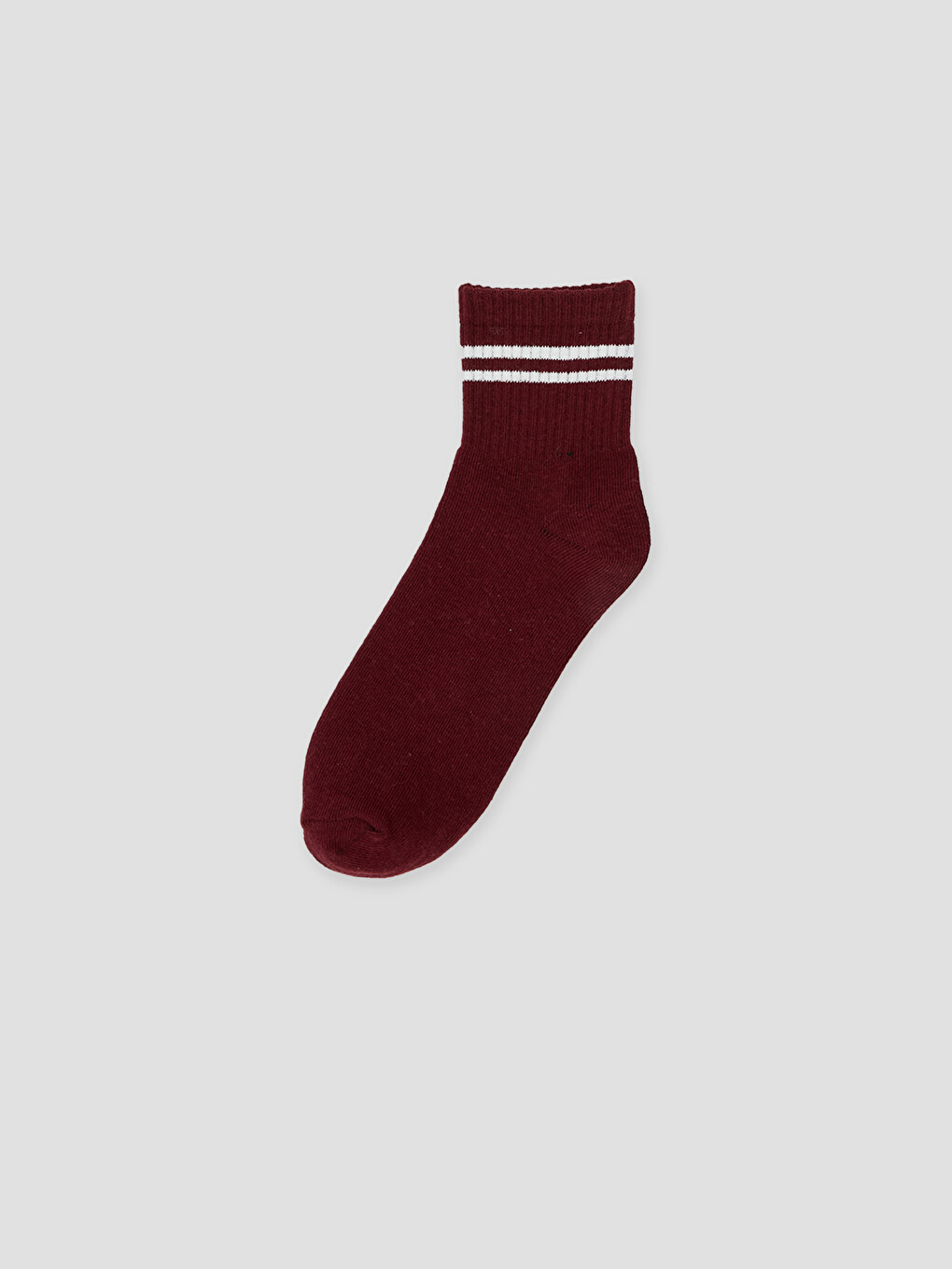 Bordo Çizgili Kadın Soket Çorap