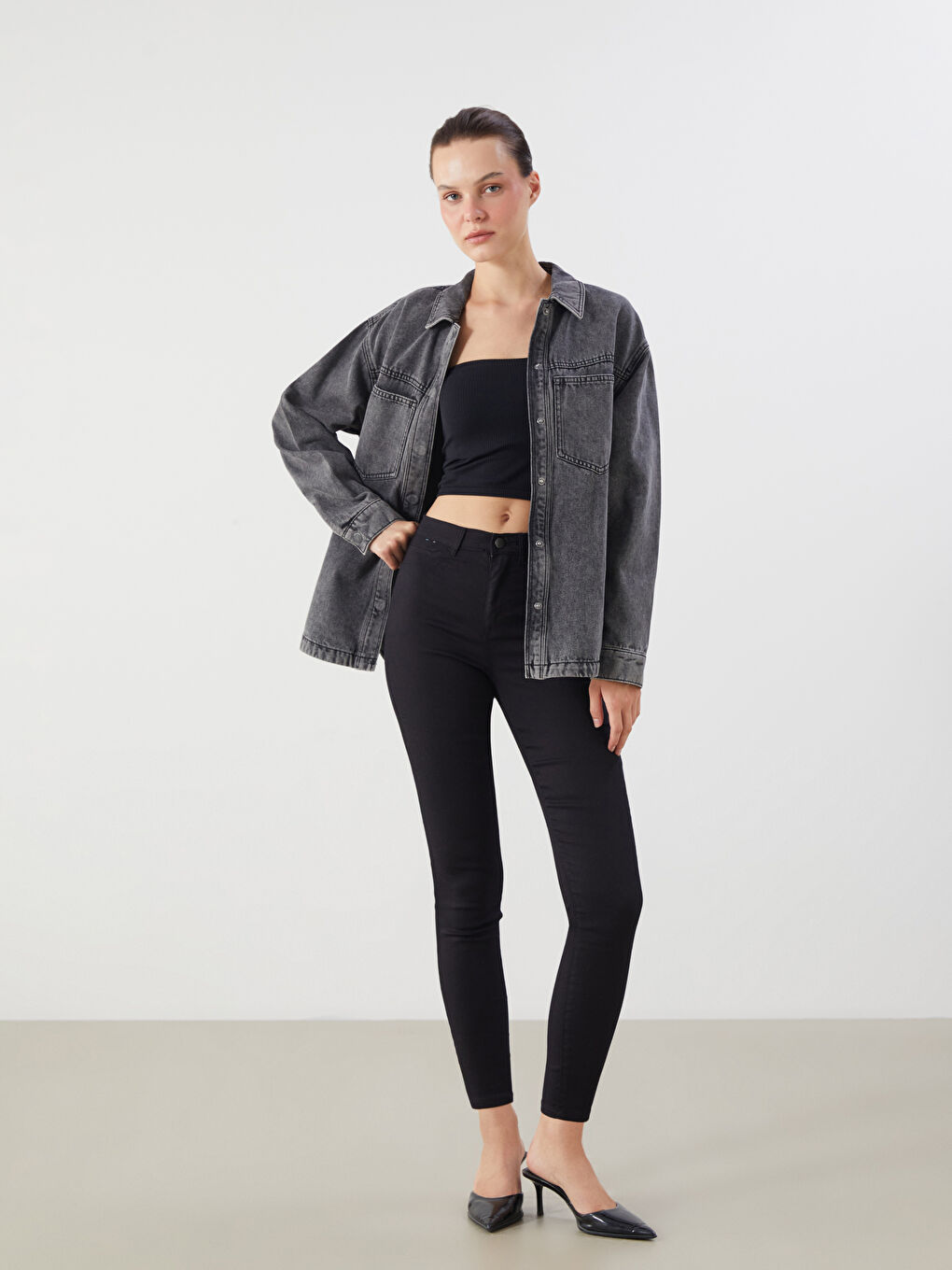 Siyah Jüpiter Süper Skinny Fit Kadın Jean Pantolon