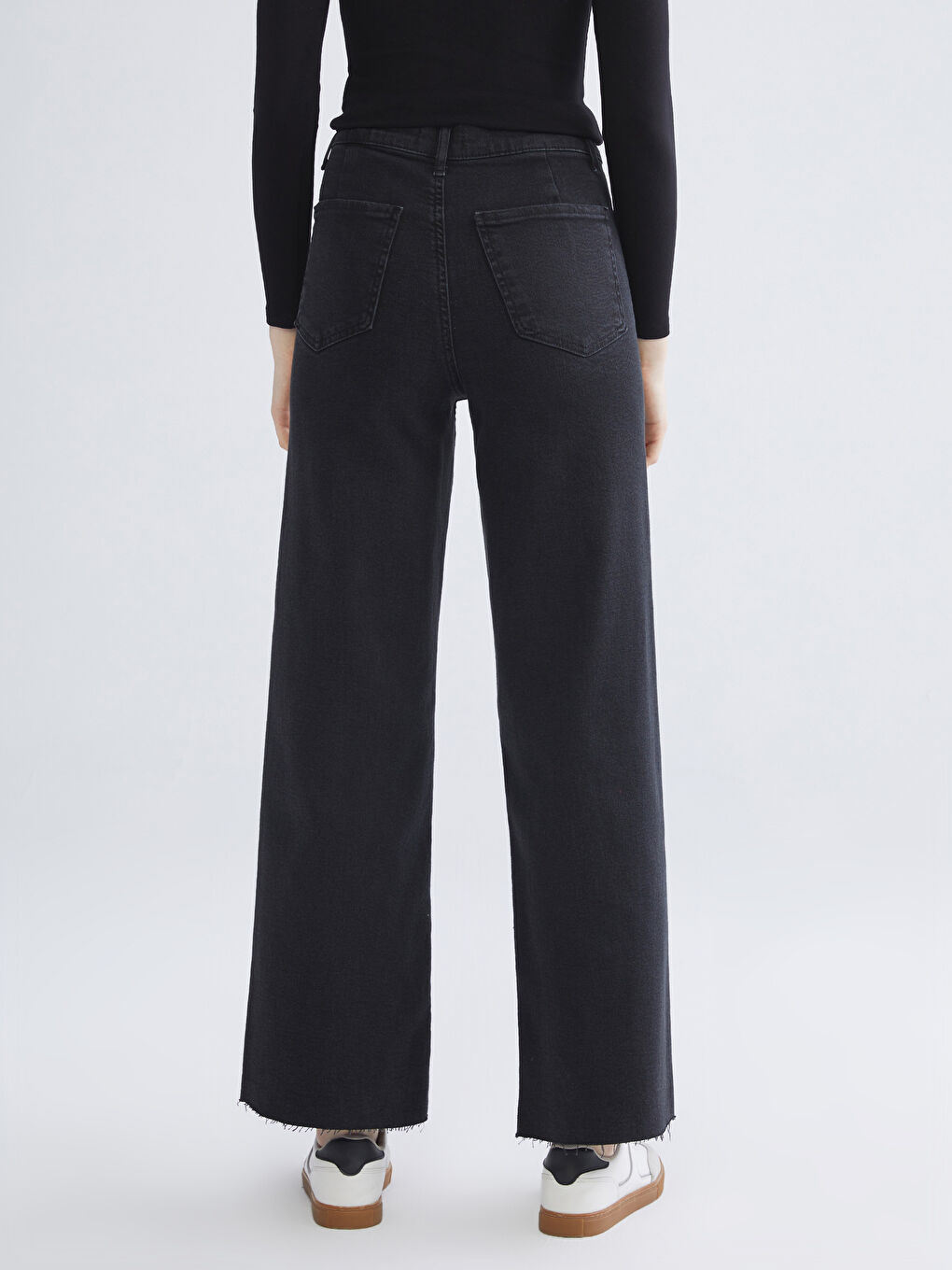 Siyah Wideleg Kadın Jean Pantolon-3