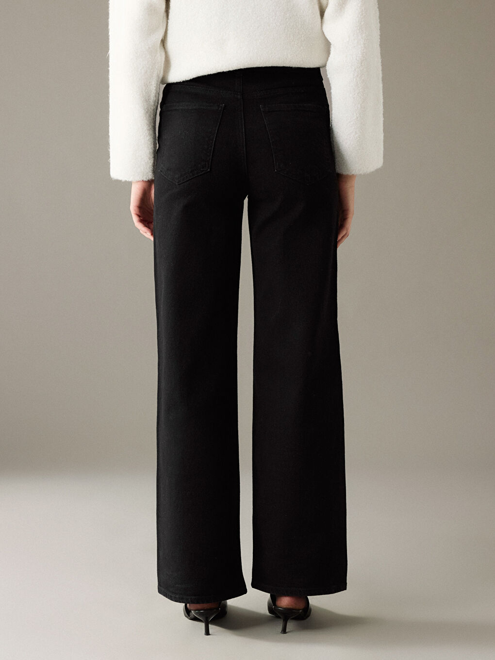 Siyah Wideleg Kadın Jean Pantolon-6