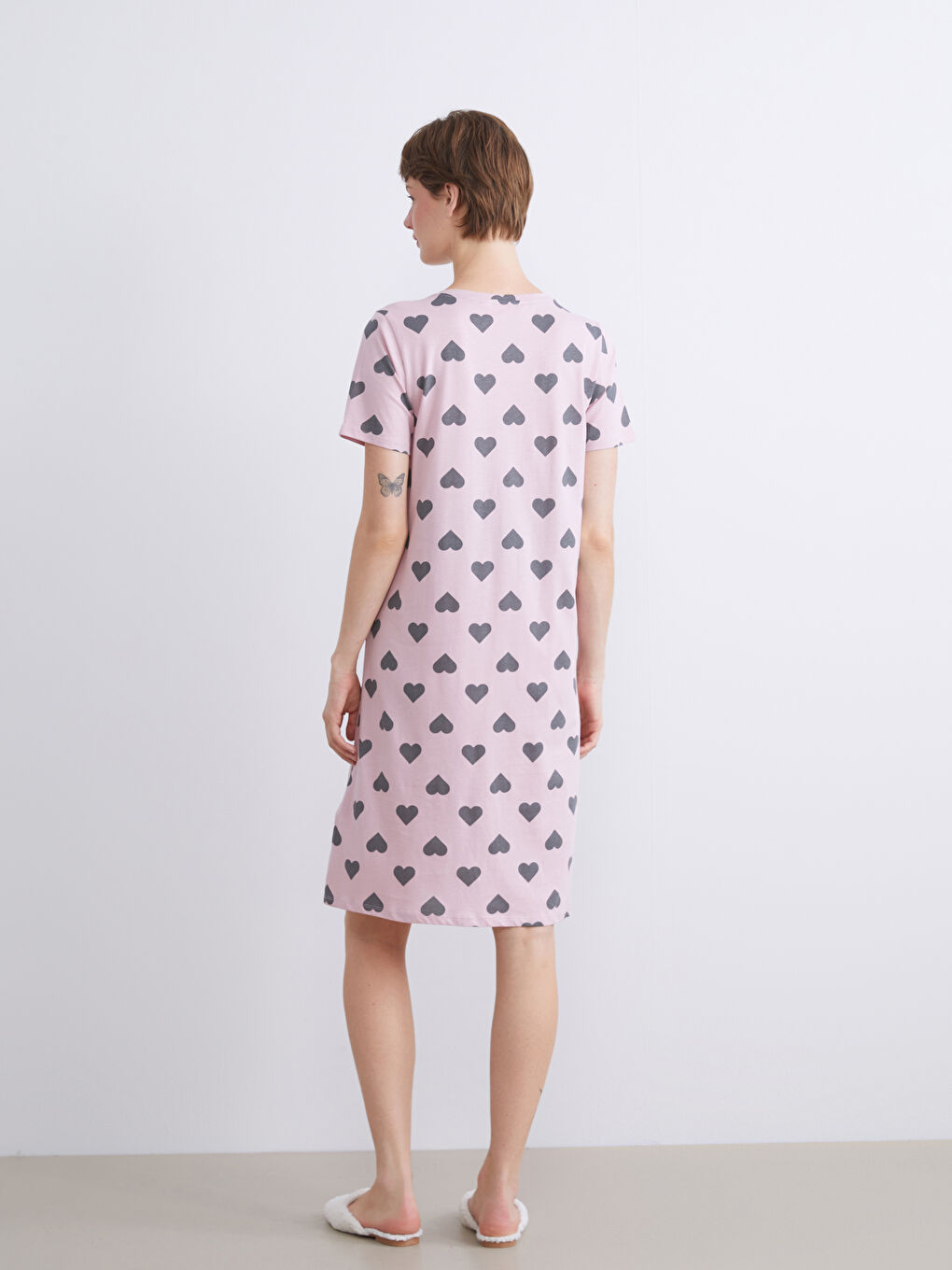 LCW DREAM Crew Neck Printed Maternity Nightdress -W55730Z8-LT7