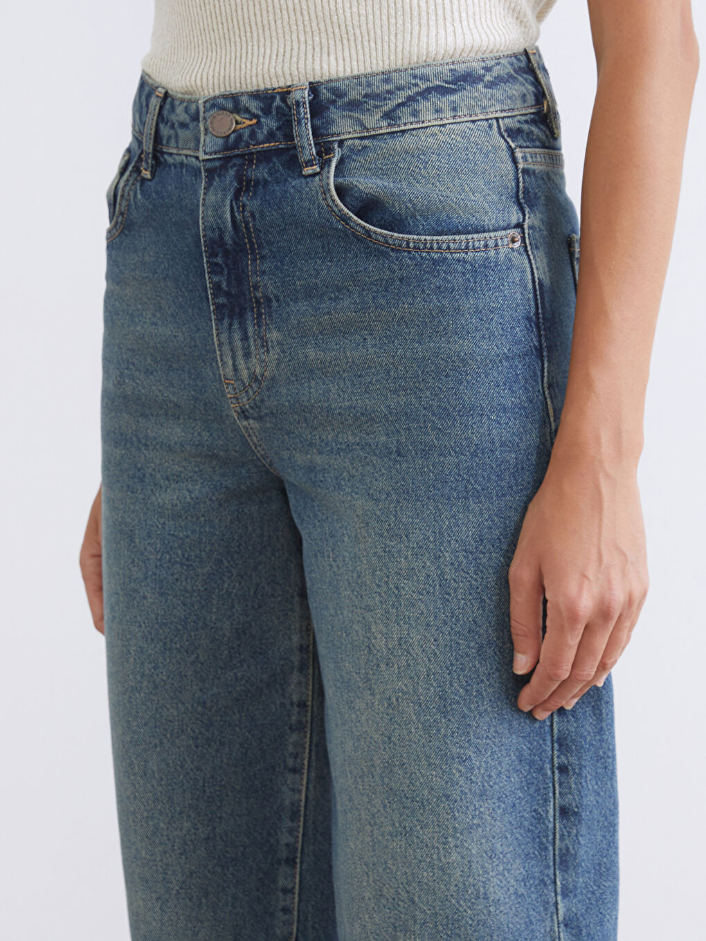 İndigo Barrel Fit Kadın Jean Pantolon-2