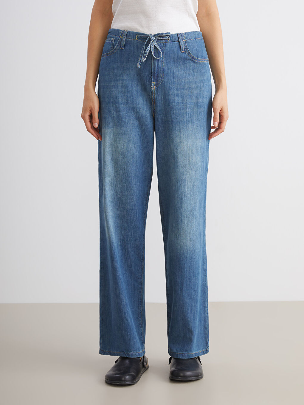 İndigo Baggy Fit Kadın Jean Pantolon-1