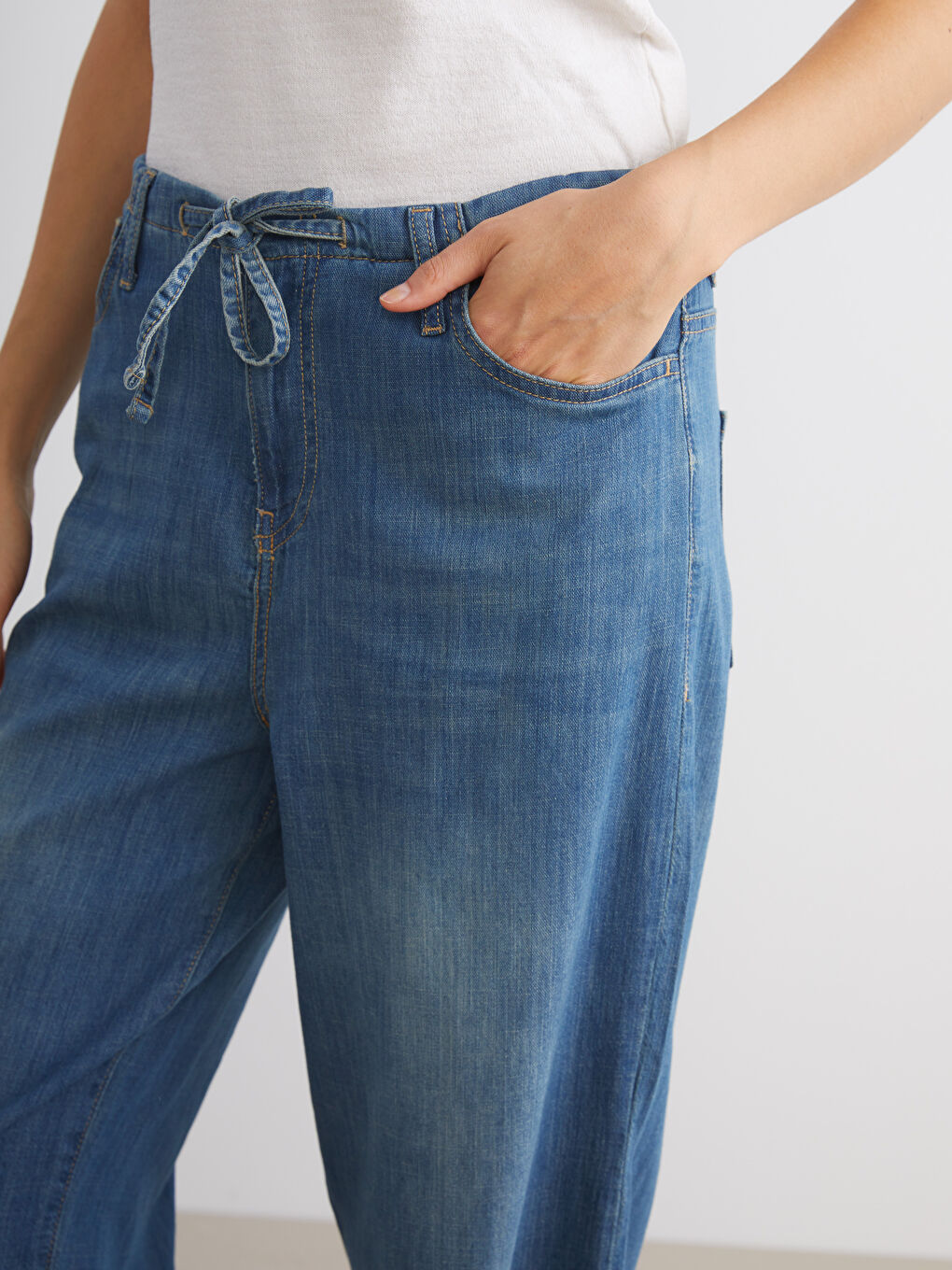 İndigo Baggy Fit Kadın Jean Pantolon-2