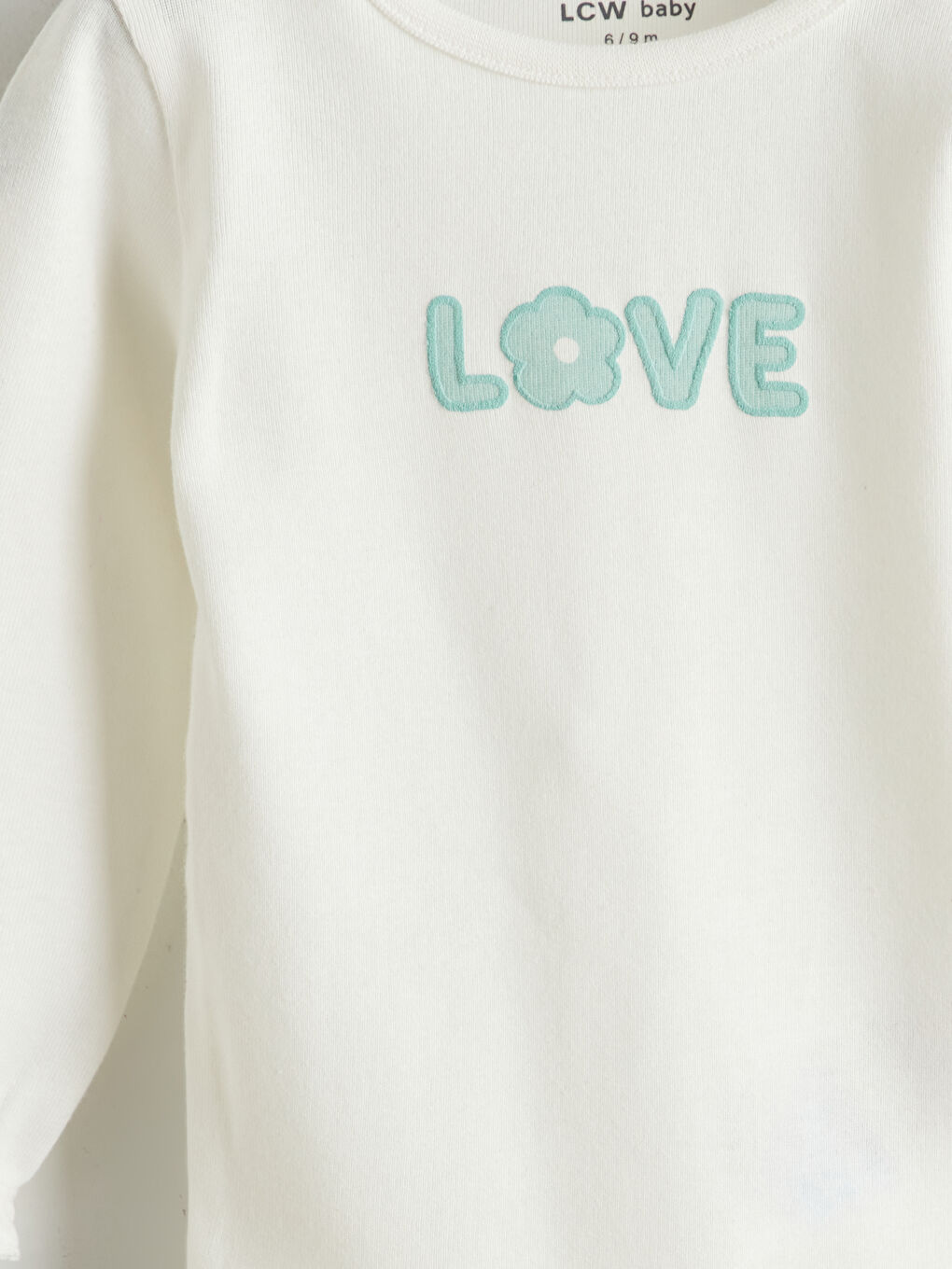 Ekru Bisiklet Yaka Baskılı Kız Bebek Çıtçıtlı Body-1