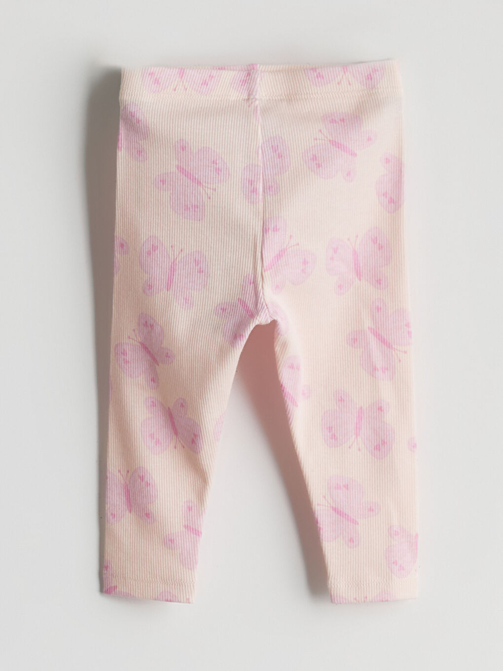 Pembe Beli Lastikli Kelebek Desenli Kız Bebek Tayt-2