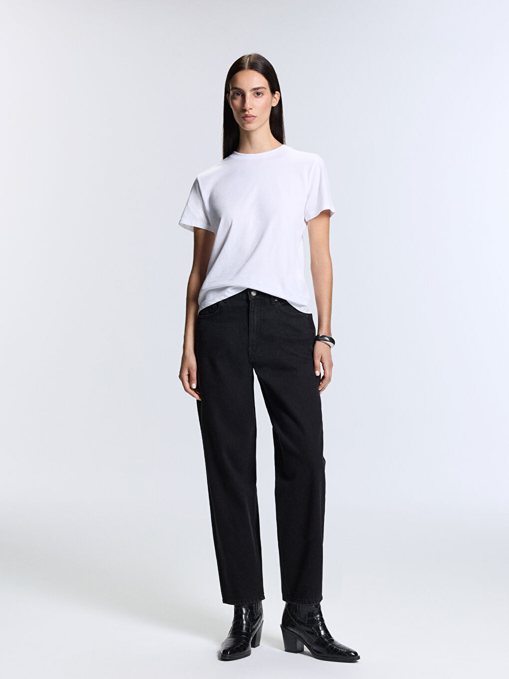 Siyah Barrel Fit Kadın Jean Pantolon