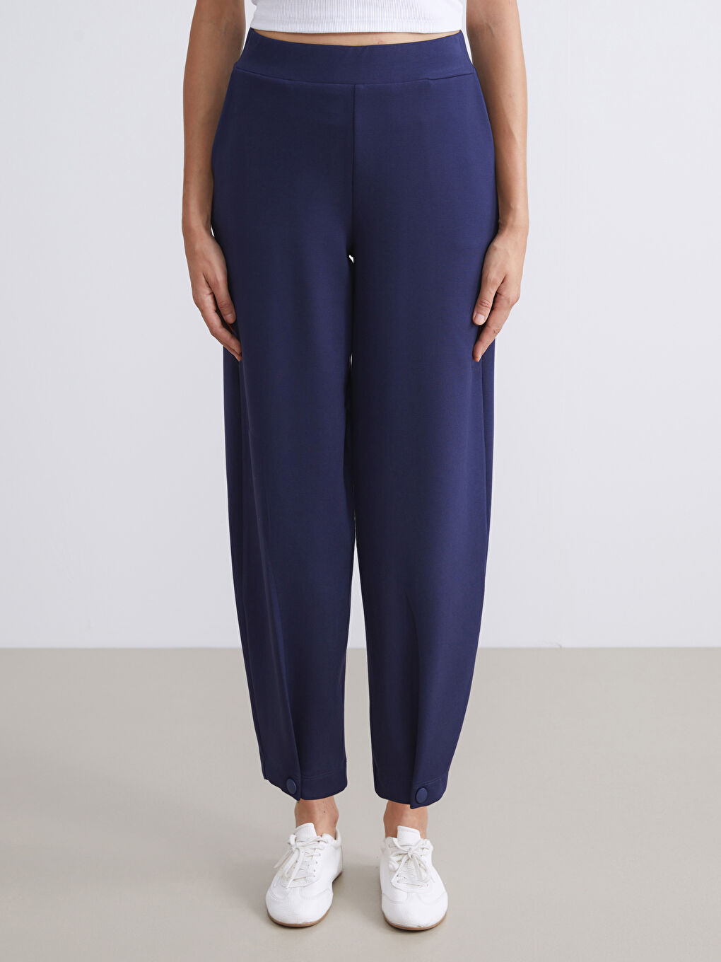 Lacivert Beli Lastikli Kadın Eşofman Altı-2