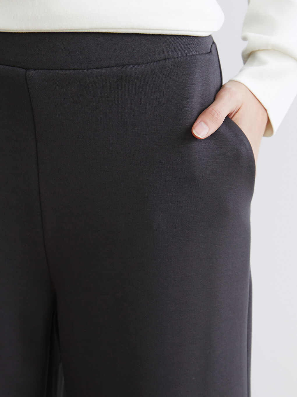 Antrasit Beli Lastikli Kadın Eşofman Altı-2