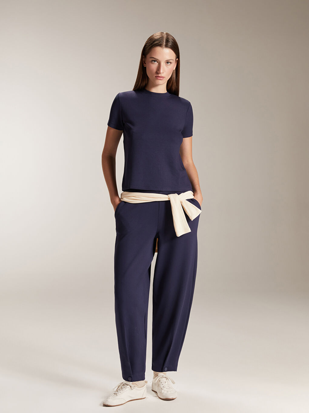 Lacivert Beli Lastikli Kadın Eşofman Altı