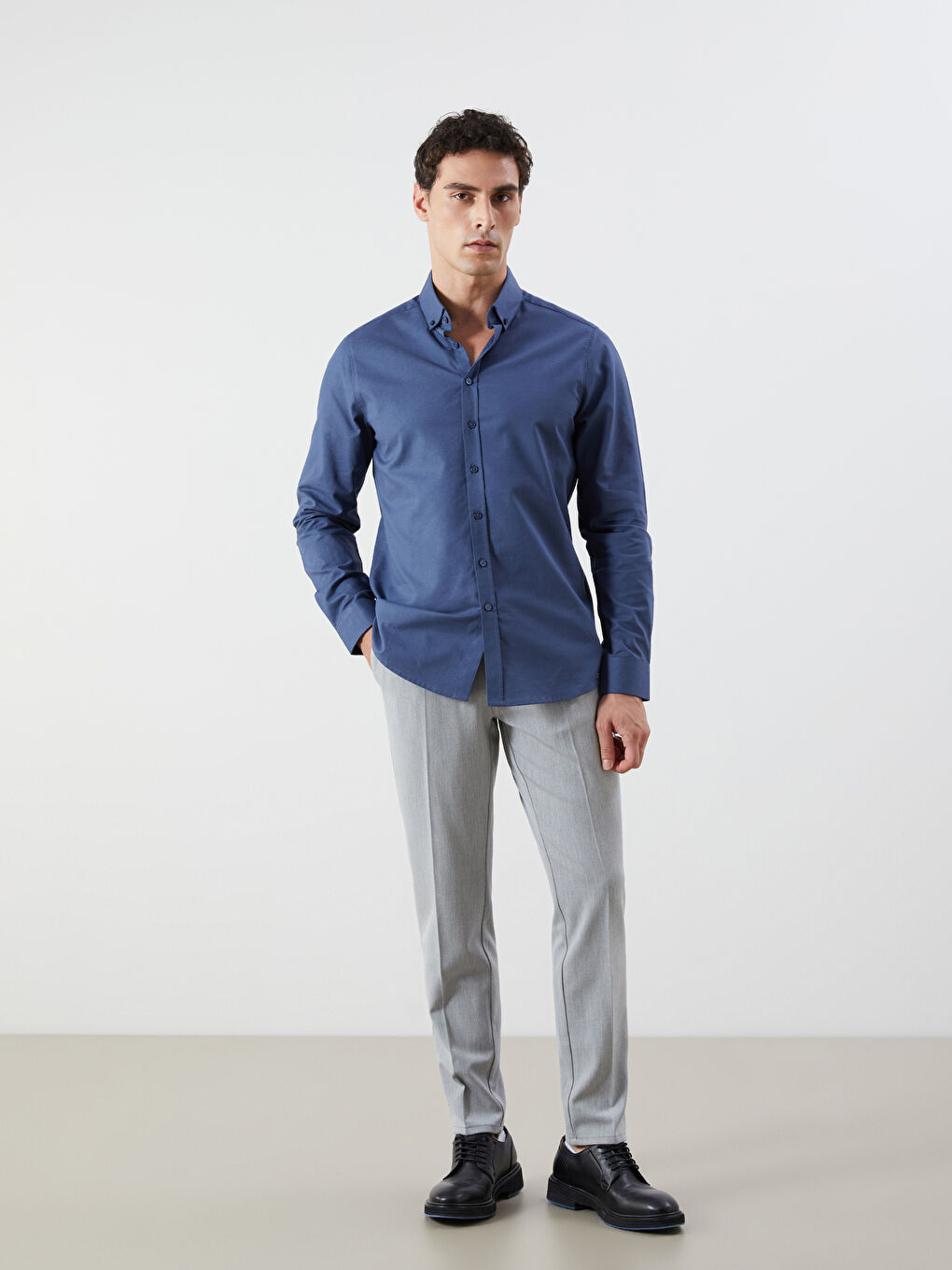 Chemise Oxford Slim Fit à Manches Longues pour Hommes-2
