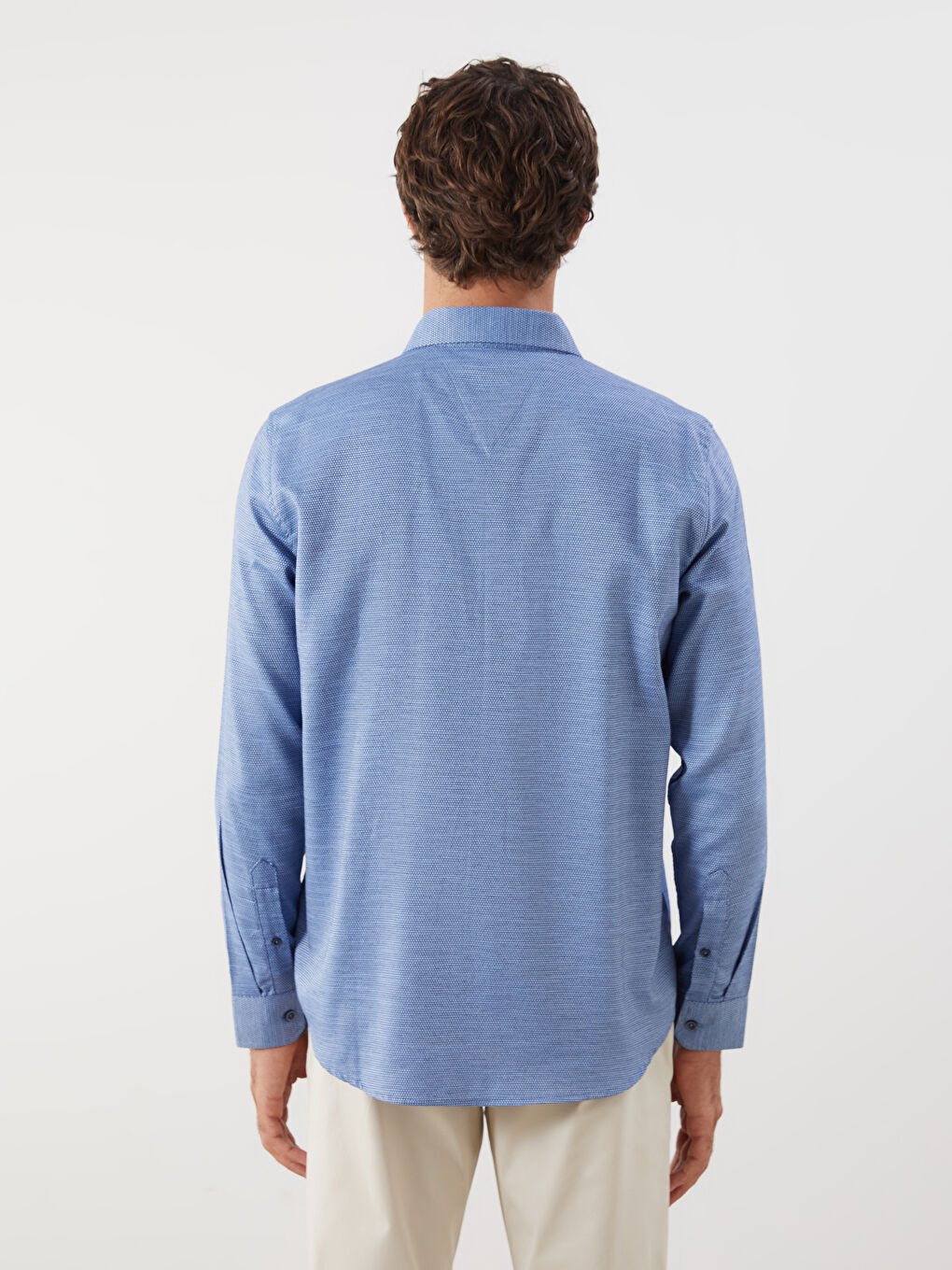 Regular Fit Long Sleeve Dobby Fabric Men's Shirt-3