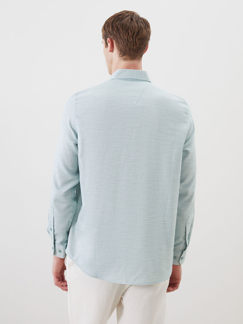 Chemise pour Hommes à Manches Longues en Tissu Dobby Coupe Régulière-3