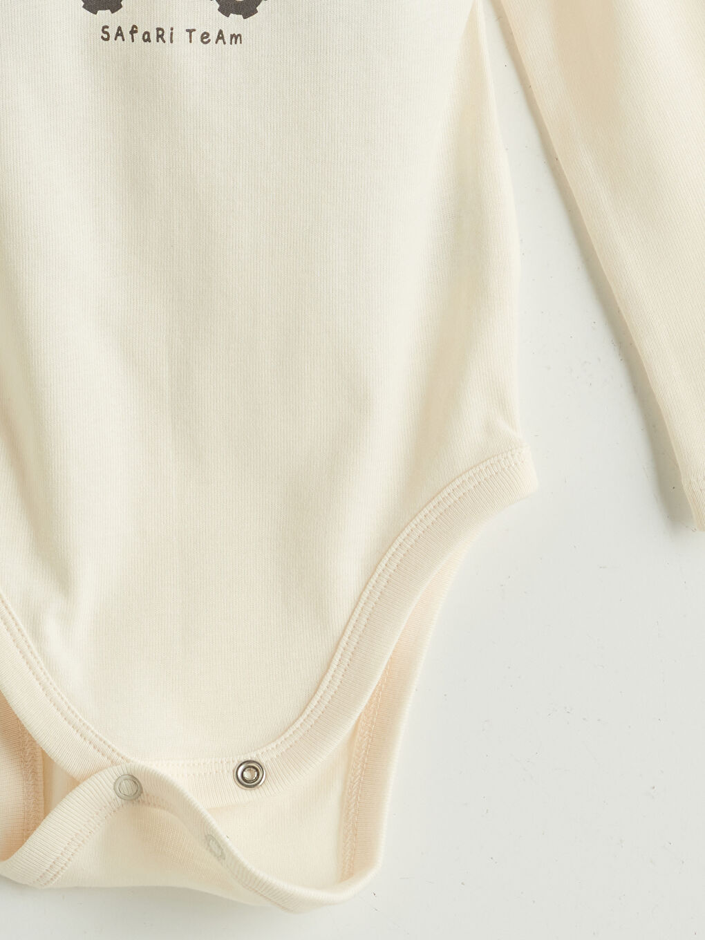 Bej Bisiklet Yaka Erkek Bebek Çıtçıtlı Bodysuit-1