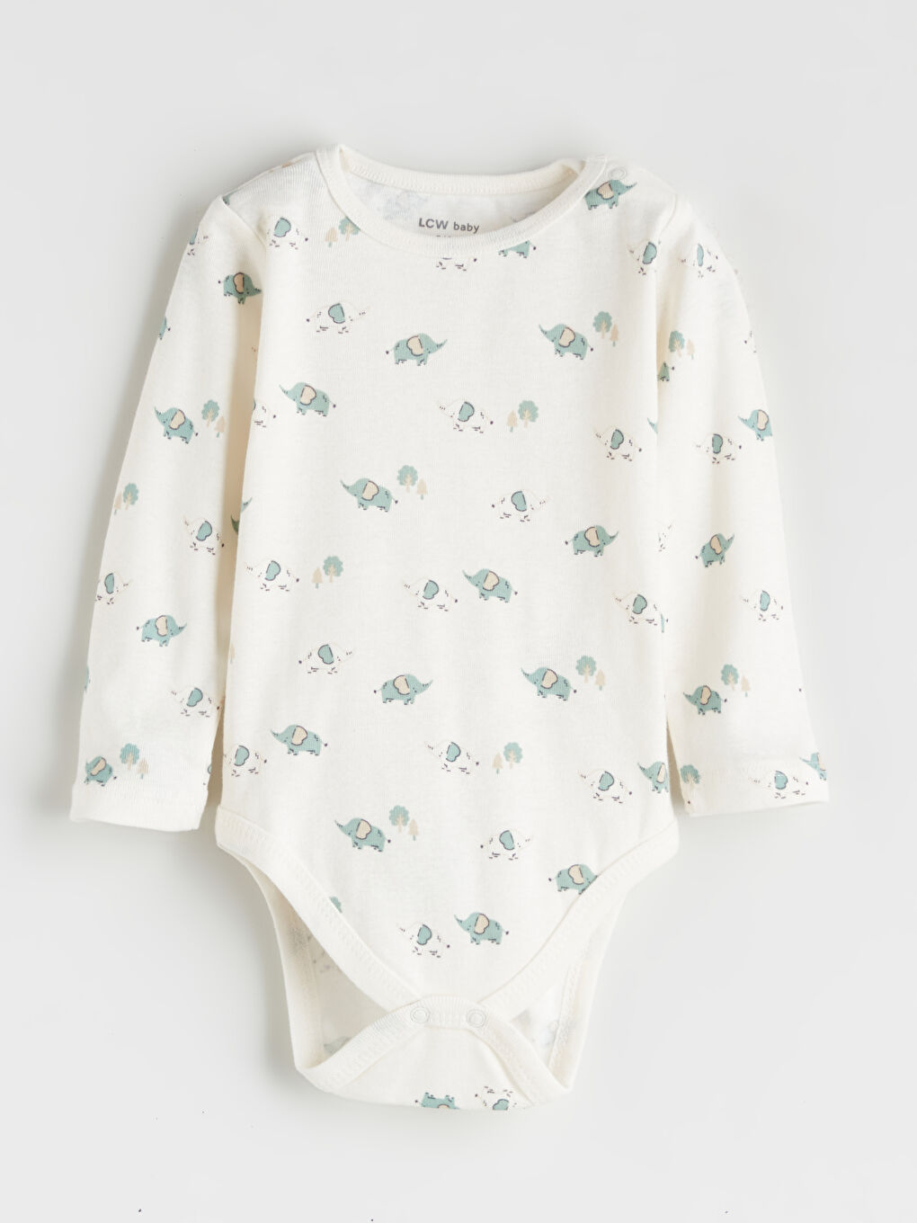 Ekru Bisiklet Yaka Baskılı Erkek Bebek Çıtçıtlı Body