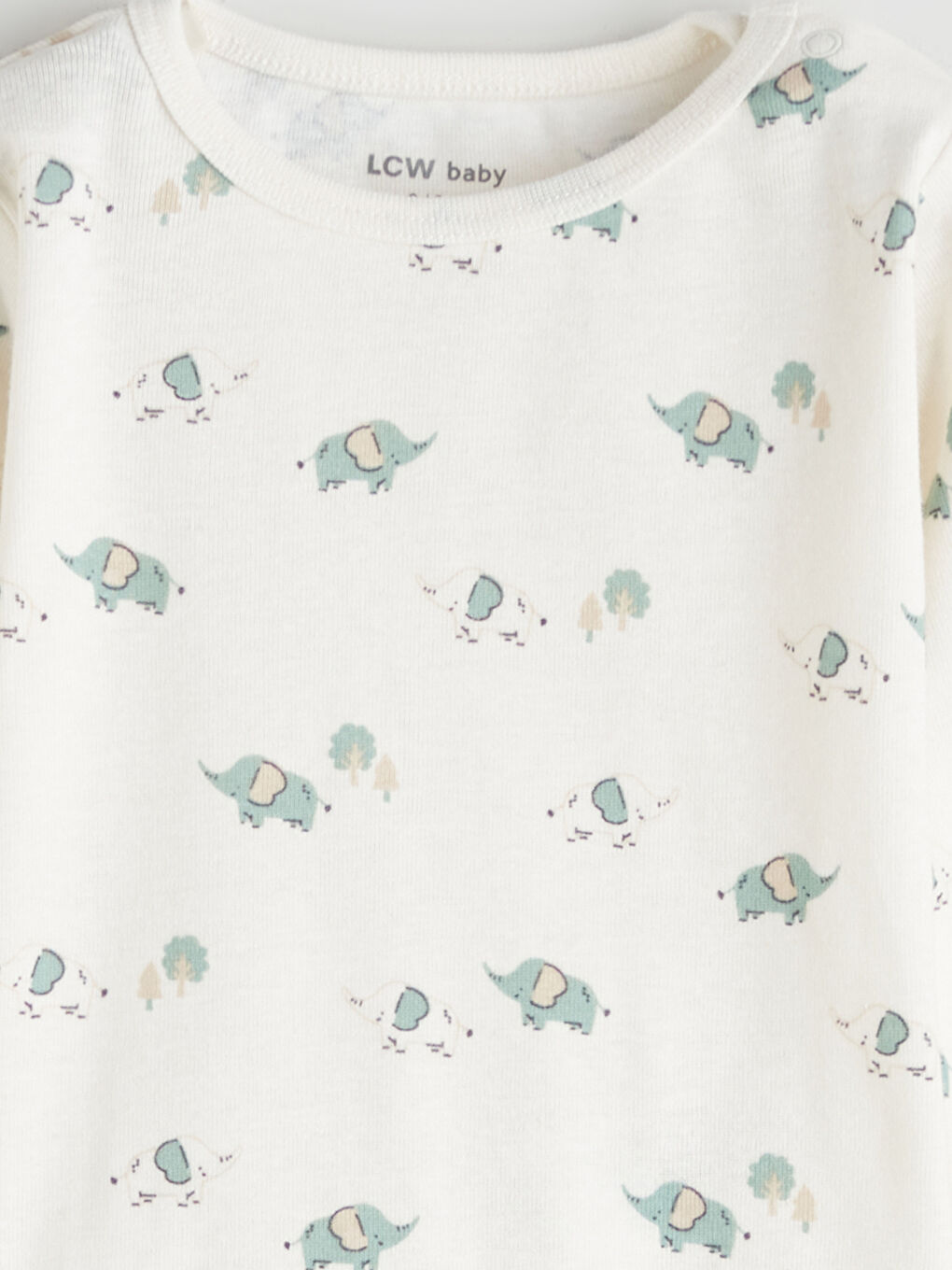 Ekru Bisiklet Yaka Baskılı Erkek Bebek Çıtçıtlı Body-2