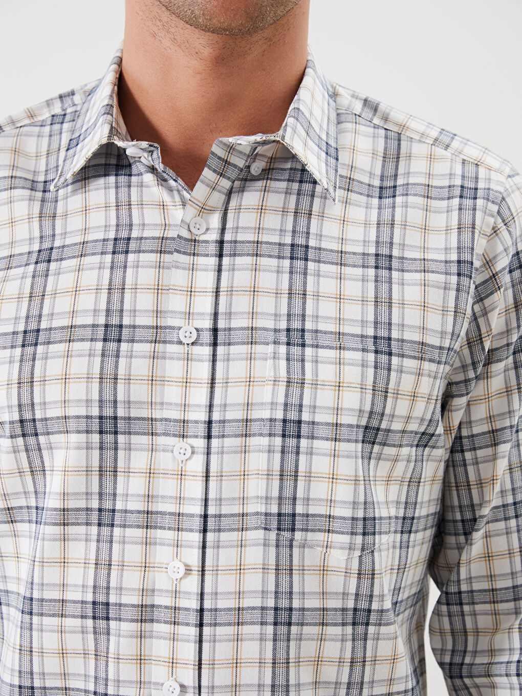 Regular Fit Long Sleeve Plaid Men's Shirt-5