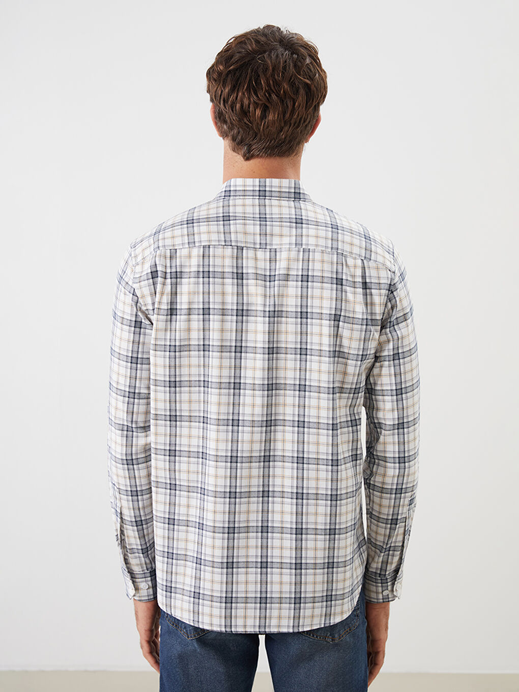 Regular Fit Long Sleeve Plaid Men's Shirt-7