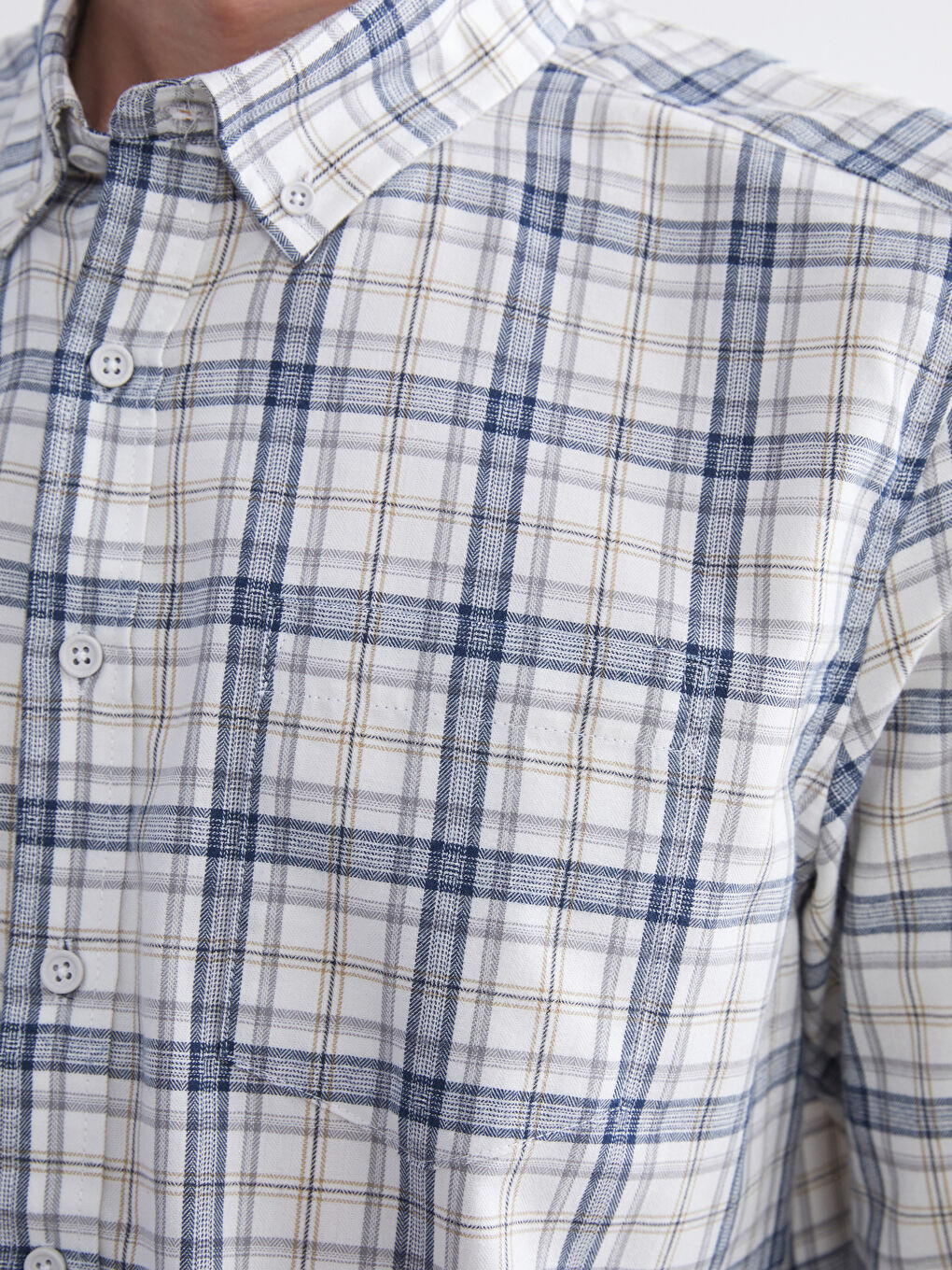 Regular Fit Long Sleeve Plaid Men's Shirt-4