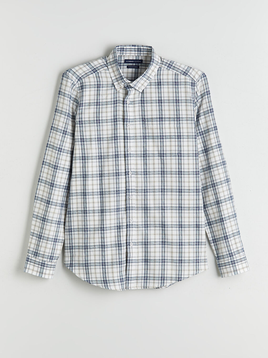 Regular Fit Long Sleeve Plaid Men's Shirt-8