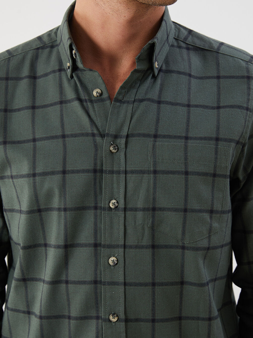 Regular Fit Long Sleeve Plaid Men's Shirt-2