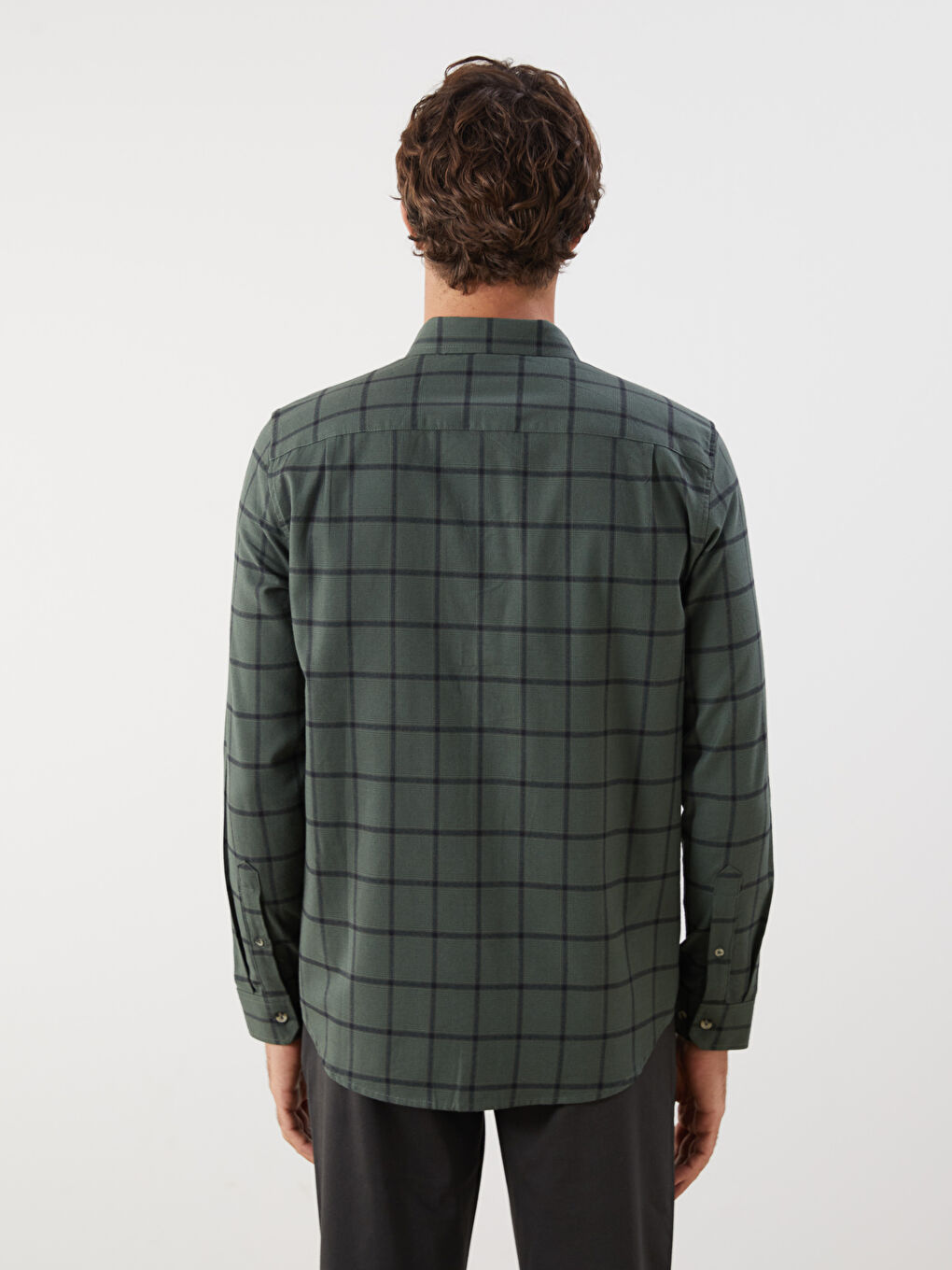 Regular Fit Long Sleeve Plaid Men's Shirt-3