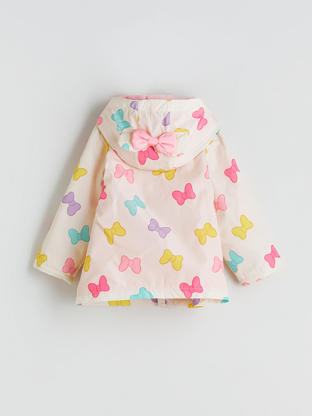 Ekru Kapüşonlu Minnie Mouse Baskılı Kız Çocuk Mont-3