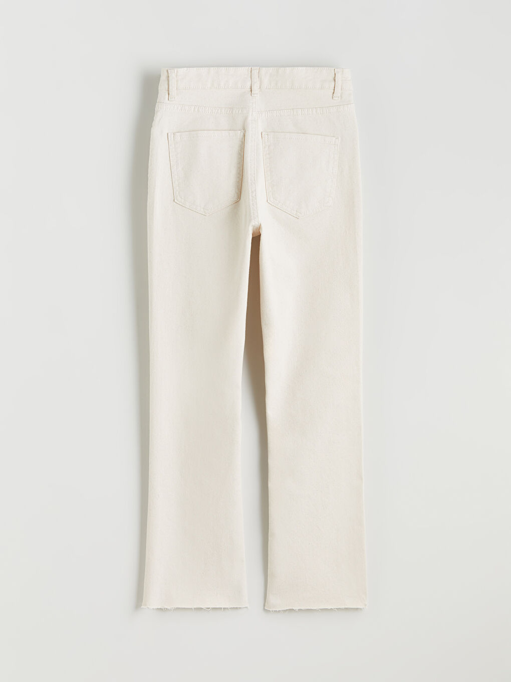 Ekru Crop Flare Kadın Jean Pantolon-5