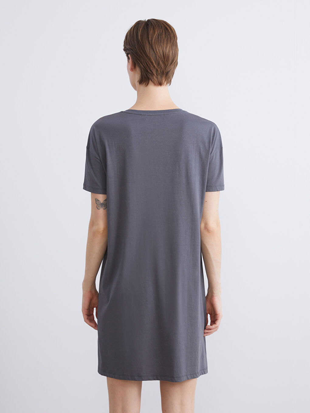 LCW DREAM Crew Neck Printed Maternity Nightdress -W55857Z8-JNL