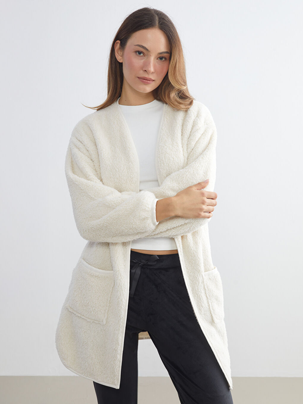 Shawl Collar Plush Women's Robe