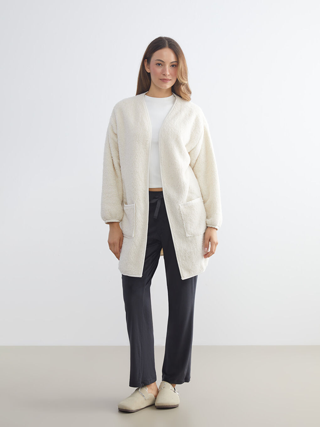 Shawl Collar Plush Women's Robe-1