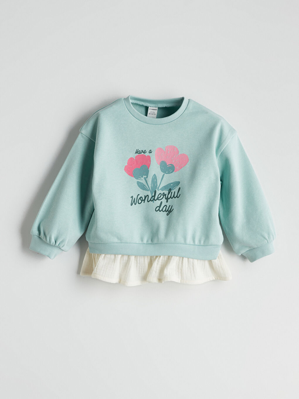 LCW Kids Crew Neck Floral Girls' Sweatshirt -W55987Z1-FFV