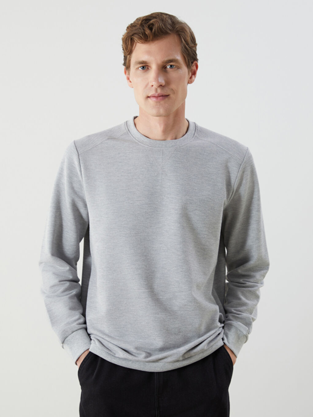 Sweat-shirt à Manches Longues pour Hommes avec Col Rond