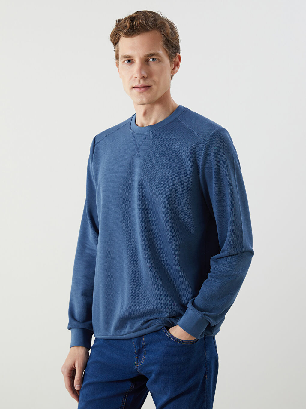 Sweat-shirt à Manches Longues pour Hommes avec Col Rond
