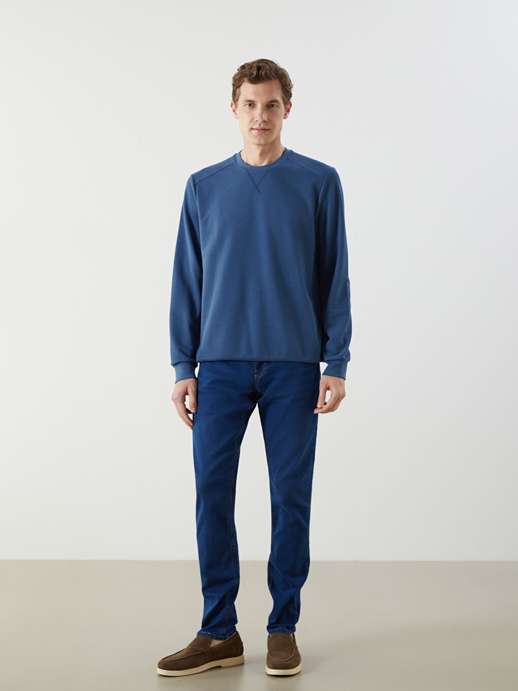 Sweat-shirt à Manches Longues pour Hommes avec Col Rond-1