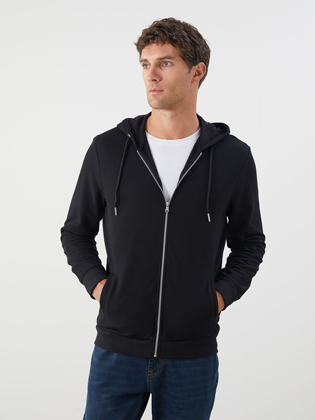 سويت شيرت بسحاب مزود بغطاء رأس للرجال