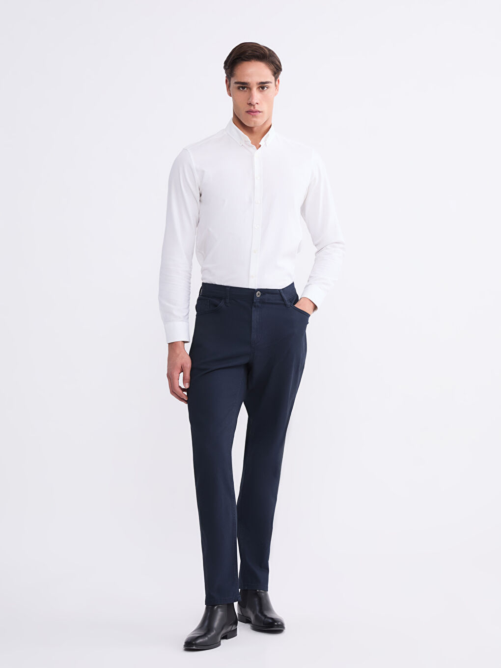 Slim Fit Gabardine Chino Trousers