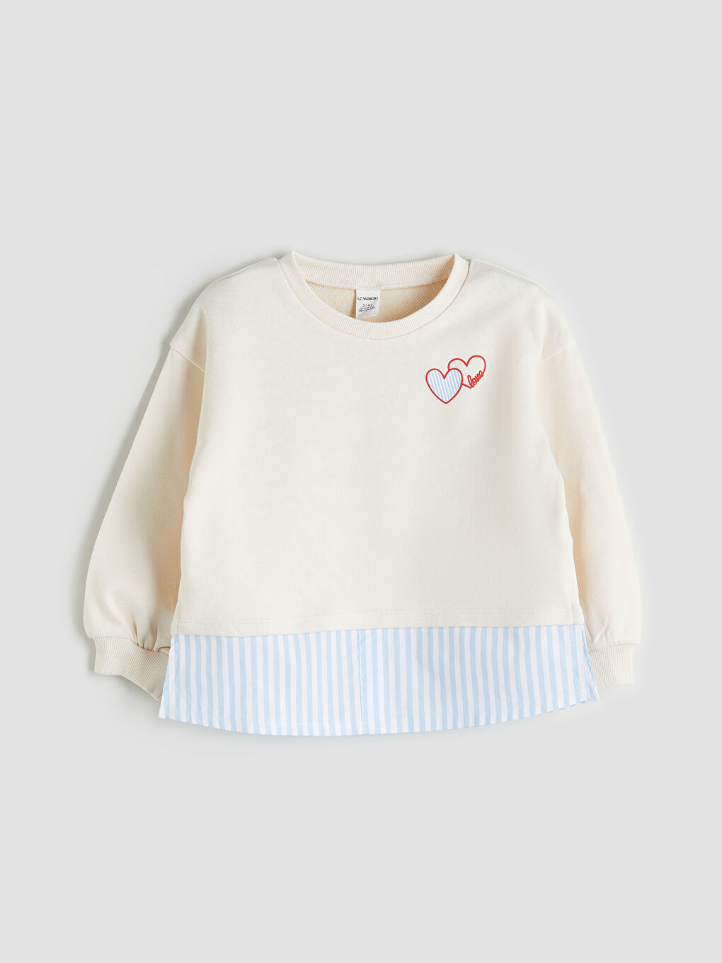 LCW baby Crew Neck Printed Baby Girls Sweatshirt and Tights 2 Pack -W56001Z1-FRC