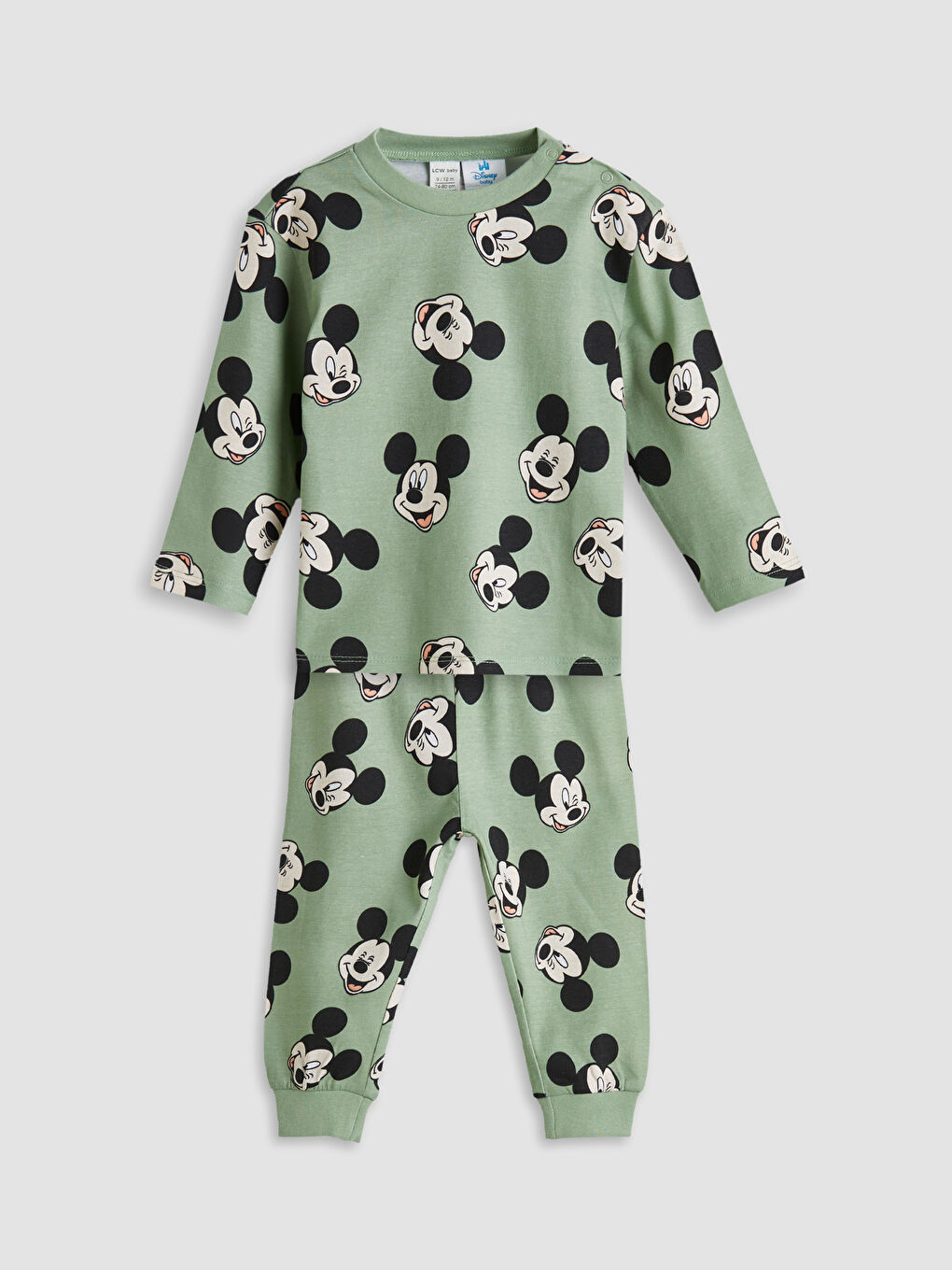 LCW baby Crew Neck Mickey Mouse Printed Baby Boys' Pyjama Set -W56015Z1-LRR