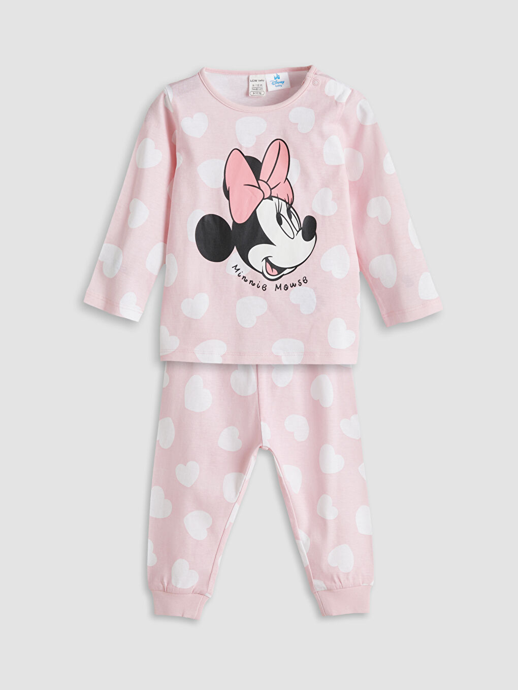 LCW baby Crew Neck Minnie Mouse Printed Baby Girls' Pyjama Set -W56020Z1-LT4