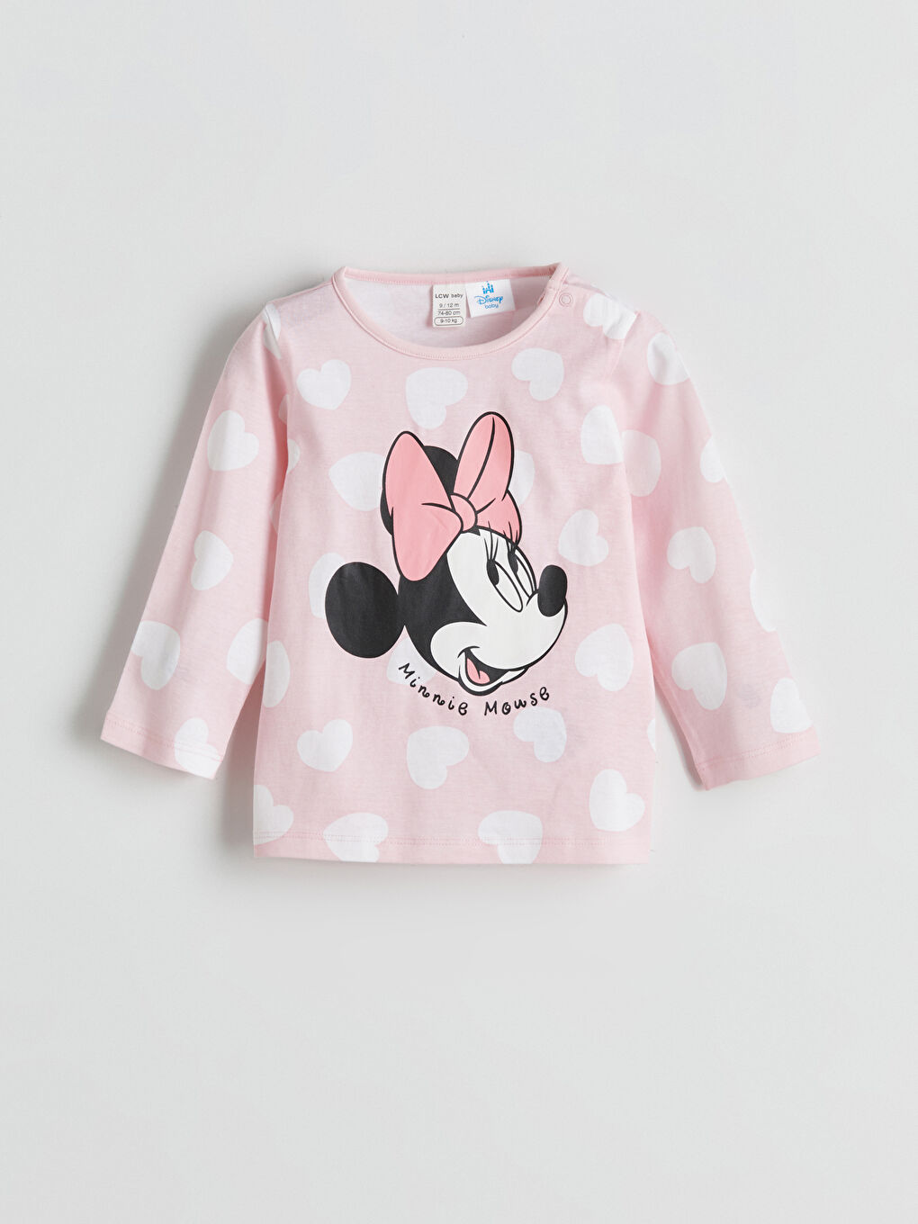 LCW baby Crew Neck Minnie Mouse Printed Baby Girls' Pyjama Set -W56020Z1-LT4