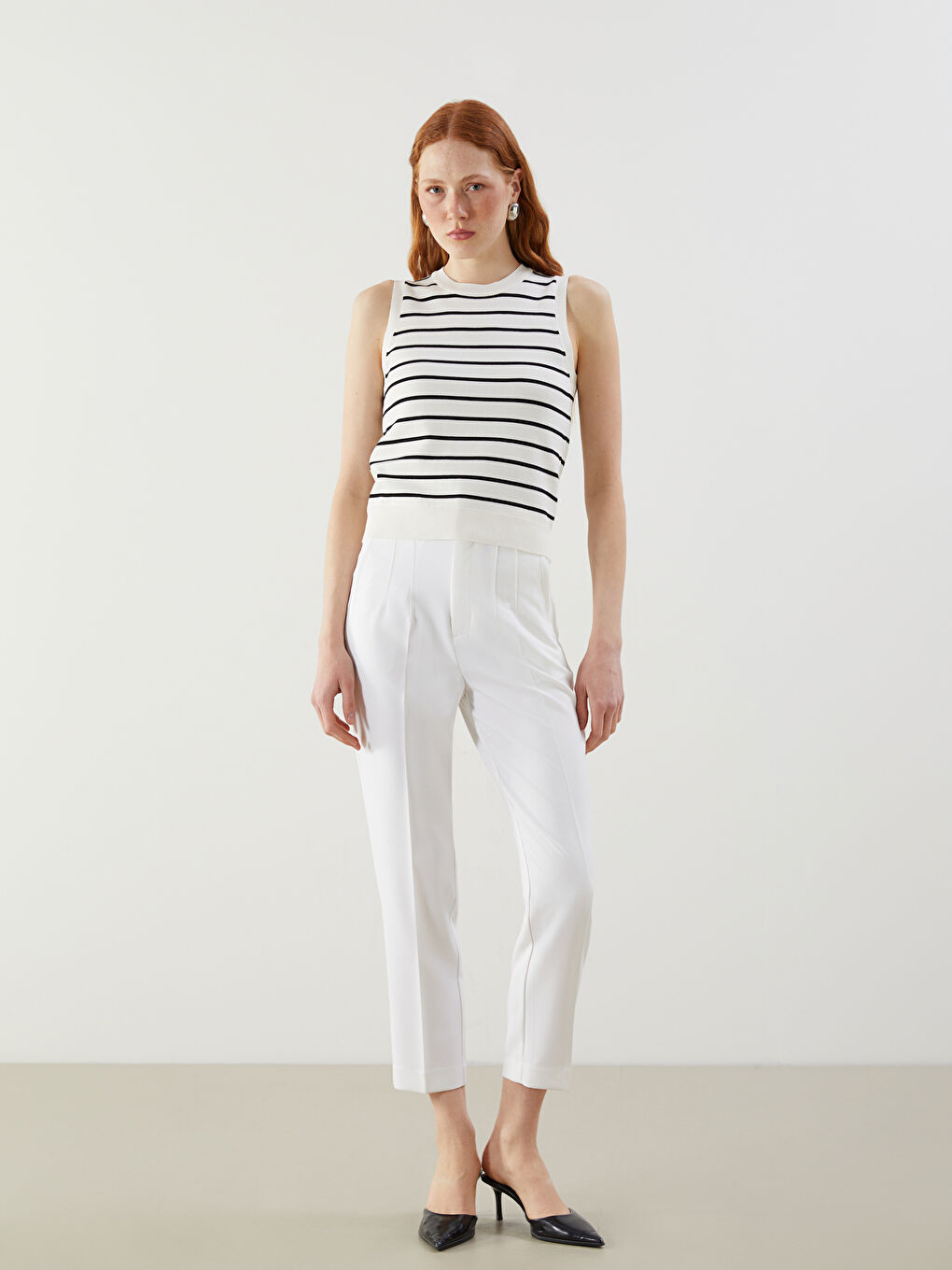 LCW Vision Crew Neck Striped Women's Knitwear Tank Top -W56038Z8-LEG