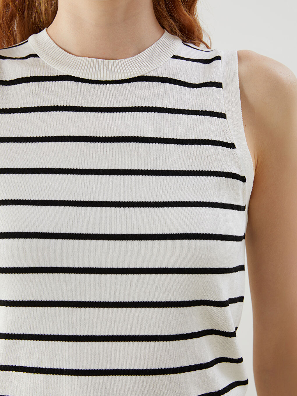 LCW Vision Crew Neck Striped Women's Knitwear Tank Top -W56038Z8-LEG