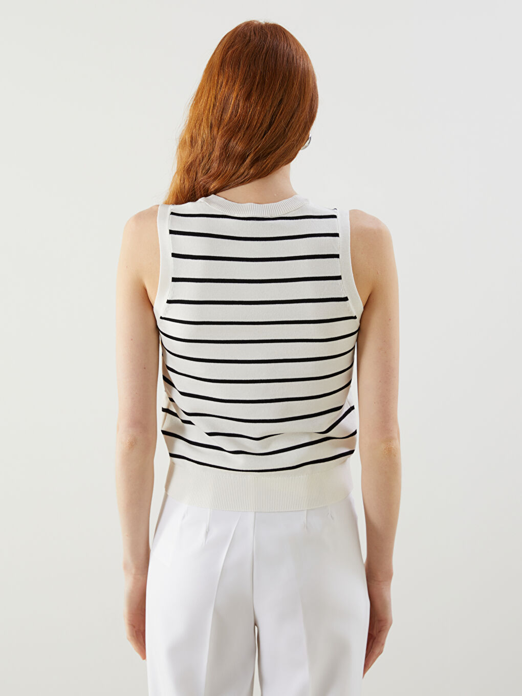LCW Vision Crew Neck Striped Women's Knitwear Tank Top -W56038Z8-LEG