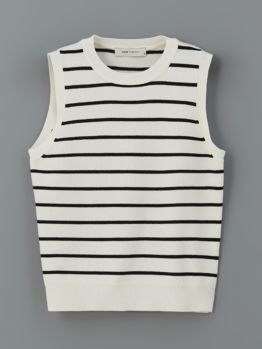 LCW Vision Crew Neck Striped Women's Knitwear Tank Top -W56038Z8-LEG