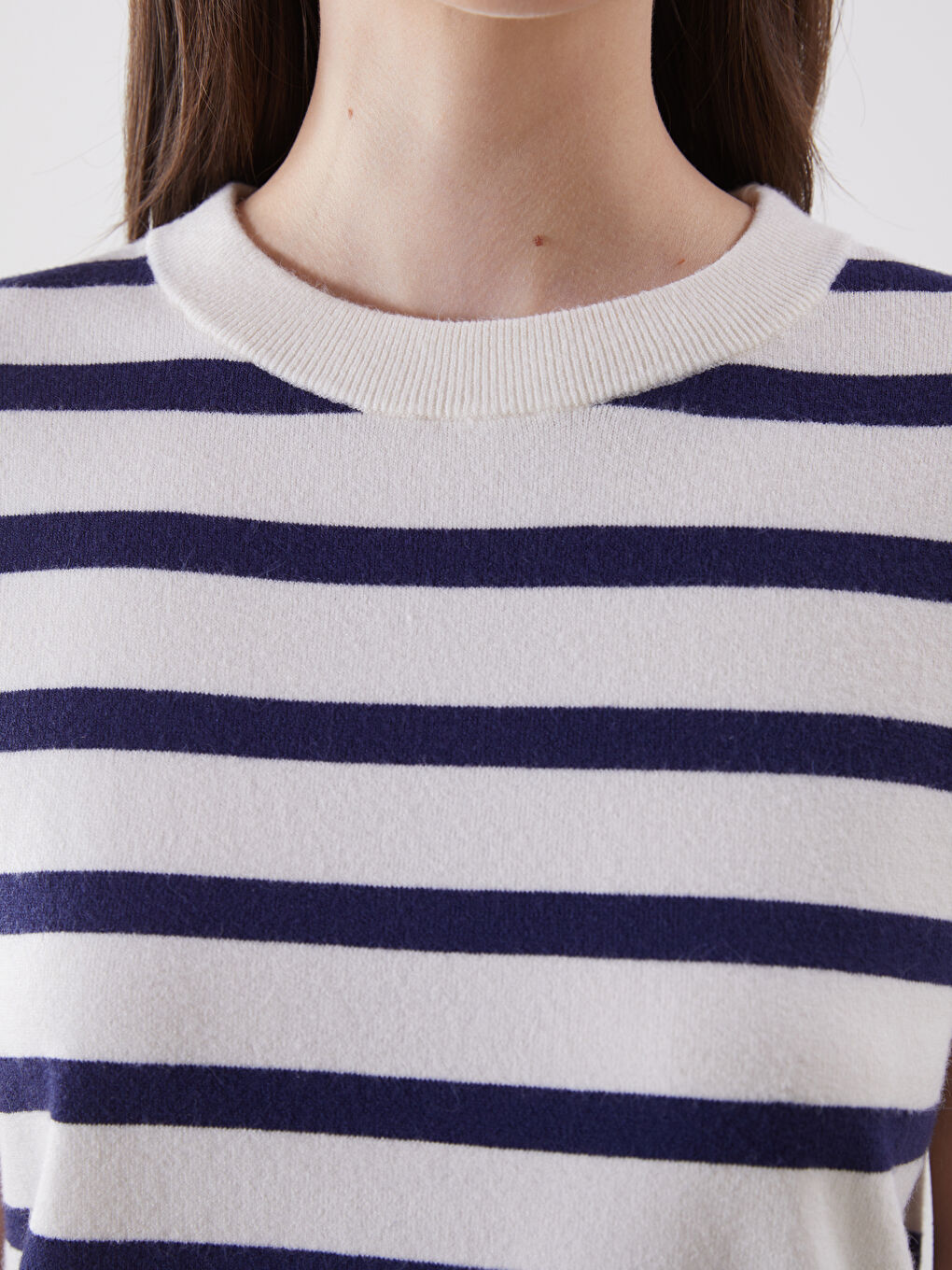 LCW Vision Crew Neck Striped Women's Knitwear Sweater Vest -W56040Z8-LGS