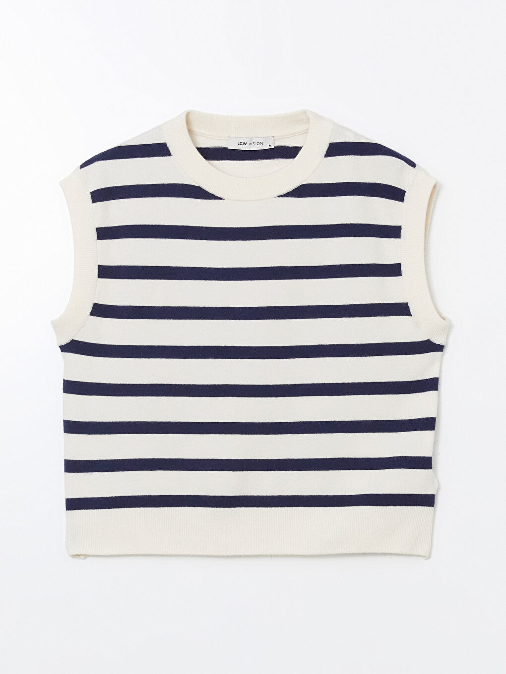 LCW Vision Crew Neck Striped Women's Knitwear Sweater Vest -W56040Z8-LGS