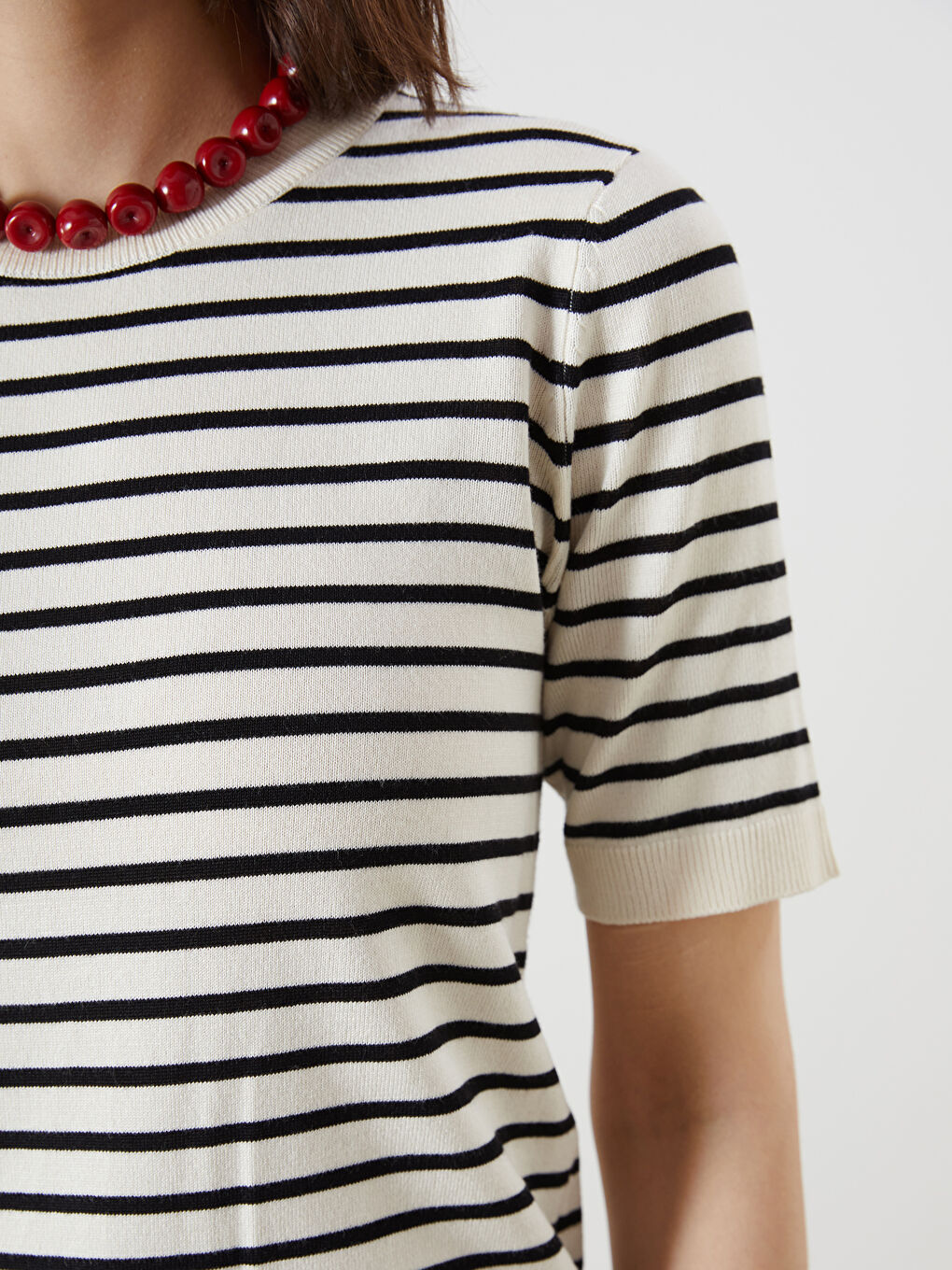 LCW Vision Crew Neck Striped Women's Knitwear Sweater -W56042Z8-LEG