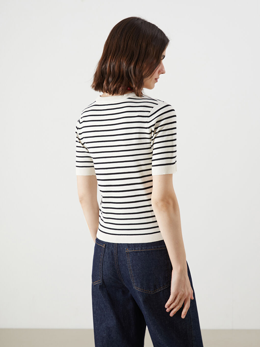 LCW Vision Crew Neck Striped Women's Knitwear Sweater -W56042Z8-LEG